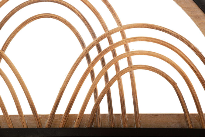 Mensola da parete "Oporto" in legno e rattan con appendiabiti per interni