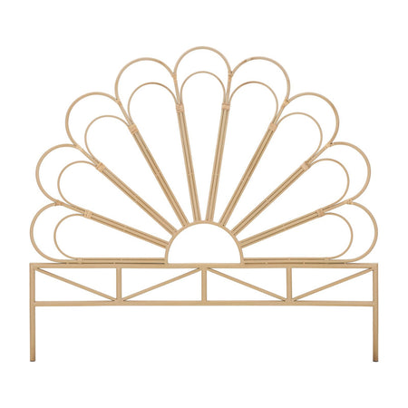 Testiera per letto "Panama" struttura in metallo e rattan da 160 x 2,5 x 145 cm