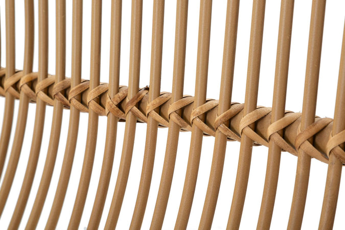 Divanetto "Panama" 2 posti in metallo e rattan con 2 cuscini per interni