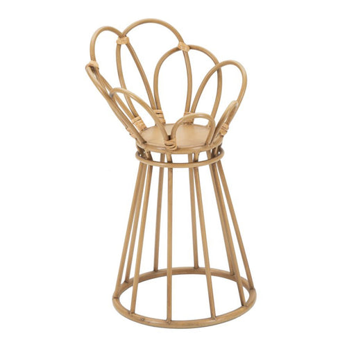 Porta vaso Panama rotondo in metallo con finiture in rattan per interni
