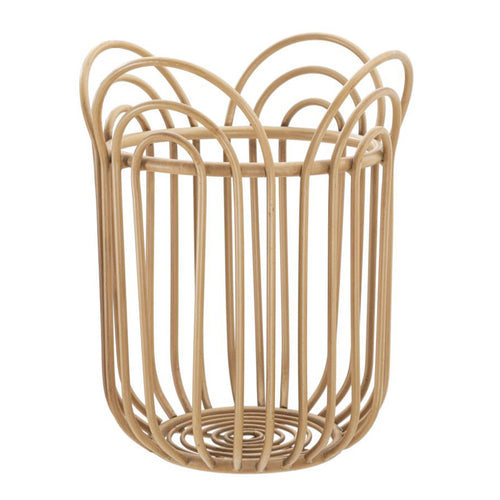 Porta vaso Panama in metallo con finiture in rattan per interni