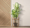 Porta vaso Panama in metallo con finiture in rattan per interni