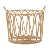 Cesta Panama in metallo con maniglie e finiture in rattan per interni