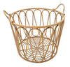 Cesta Panama in metallo con maniglie e finiture in rattan per interni