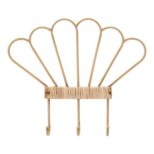 Appendiabiti da parete Panama in metallo e rattan con 3 ganci per interni