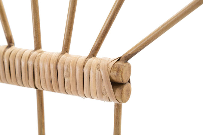 Appendiabiti da parete "Panama" in metallo e rattan con 3 ganci per interni