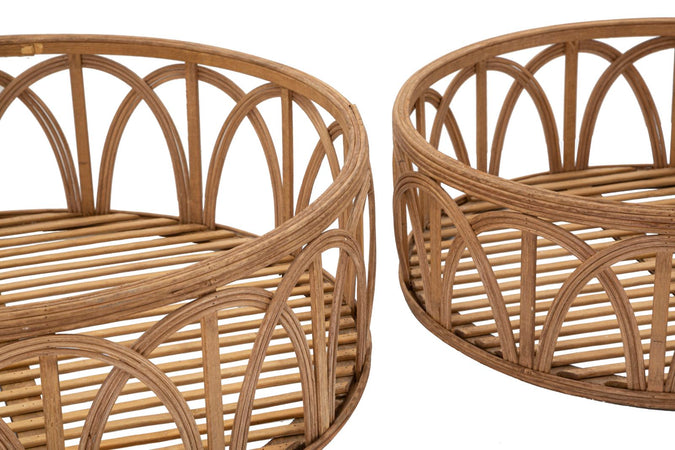Svuota tasche cestini in rattan colore naturale per interni set da 3