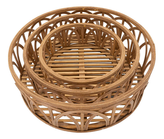 Svuota tasche cestini in rattan colore naturale per interni set da 3