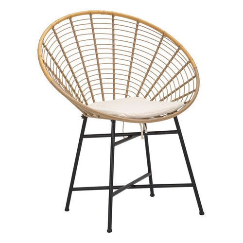 Sedia Panama in rattan gambe in metallo con cuscino per interni