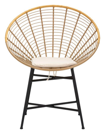 Sedia "Panama" in rattan gambe in metallo con cuscino per interni