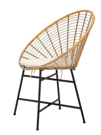 Sedia "Panama" in rattan gambe in metallo con cuscino per interni