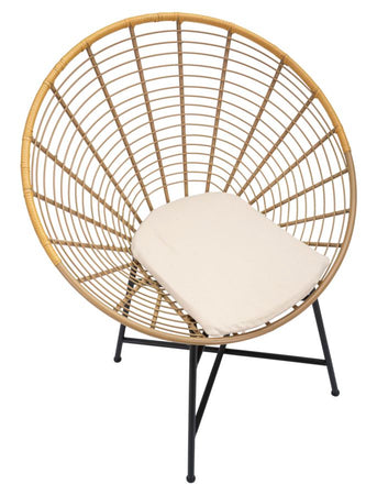 Sedia "Panama" in rattan gambe in metallo con cuscino per interni