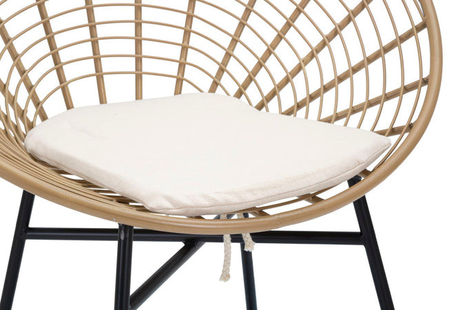 Sedia "Panama" in rattan gambe in metallo con cuscino per interni