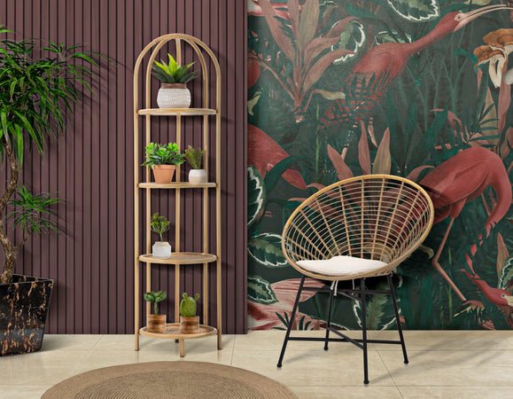 Sedia "Panama" in rattan gambe in metallo con cuscino per interni