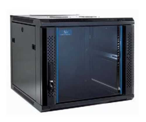 Armadio Rack a parete 9 unità - 19 - dimensioni 450X600 - Pareti laterali removibili con predisposizione serrature - Montanti regolabili in profondità - Foratura per 2 ventole a soffitto 120mm - Chi