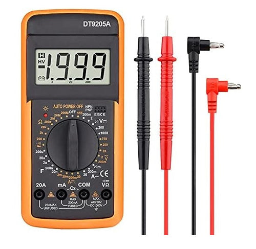 Tester Digital Multimeter DT9205A - Display LCD - AC DC - Amperometro Voltmetro Capacità Resistenza Frequenza - Contatore Multitester
