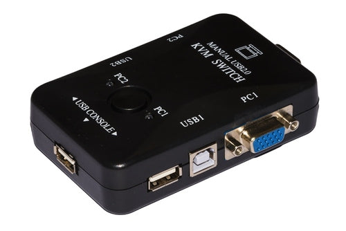 Switch Kvm per 2 PC Usb/Vga con 1 Mouse, 1 Tastiera Usb ed 1 Monitor Vga - Cavi Inclusi