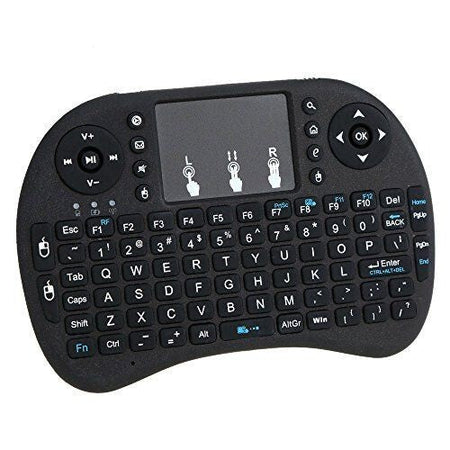 Mini tastiera ergonomica con mouse touchpad per Smart TV, Mini PC, TV Box, Console, Computer, Smartphone (solo con supporto OTG) - Ricevitore mini Wireless (layout ITALIANO) - Nero