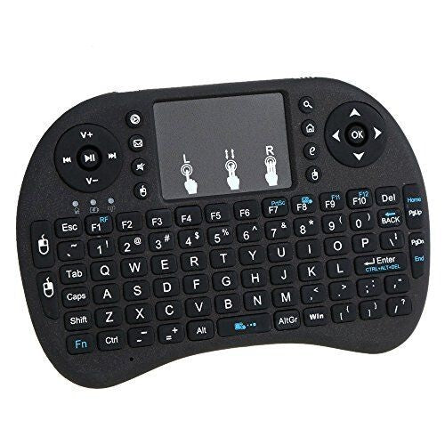 Mini tastiera ergonomica con mouse touchpad per Smart TV, Mini PC, TV Box, Console, Computer, Smartphone (solo con supporto OTG) - Ricevitore mini Wireless (layout ITALIANO) - Nero