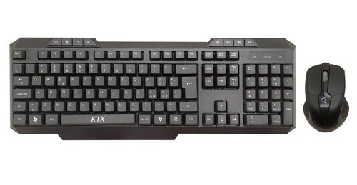 Kit Tastiera e Mouse KTX KM-1105W - Mouse 1600DPI - Wireless - Nero