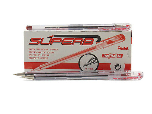Penna a Sfera Superb Pentel - 0,7 mm - (Rossa Conf. 12)