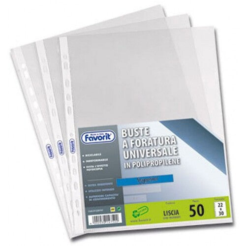 Buste forate Lucida Superior - 22X30 - 150 Micron - Trasparenti - confezione 50pz
