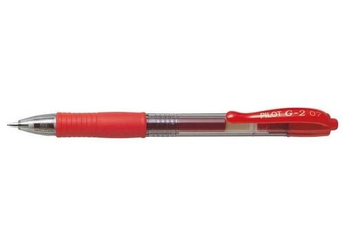 Penna Roller gel scatto Pilot G-2 - Punta 0,7mm - Colore ROSSO - Confezione 12 pezzi