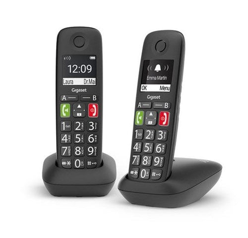TELEFONO CORDLESS GIGASET LINEA SENIOR E290 DUO NERO (L36852-H2901-K1)