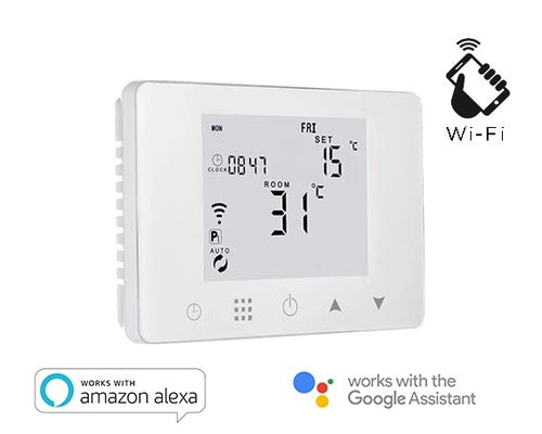 Cronotermostato Digitale Homcloud WI-Fi Cablato, Comandabile Da Smartphone E Vocalmente - Accendi Il Riscaldamento Mentre Stai Tornando A Casa Da Lav