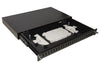 CASSETTO FIBRA OTTICA 24 PORTE PER ADATTATORI LC DUPLEX E SC SIMPLEX 1 UNITA' PER INSTALLAZIONE 19 NERO CON BINARI TELESCOPICI (LKFO24N)