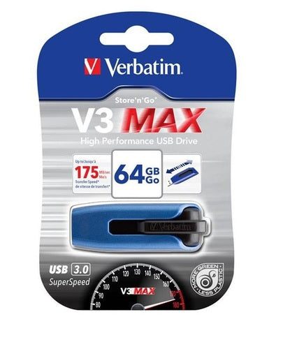 Memoria Pendrive Verbatim V3 Max - 64 Gb - USB 3.0 - Colore Blu