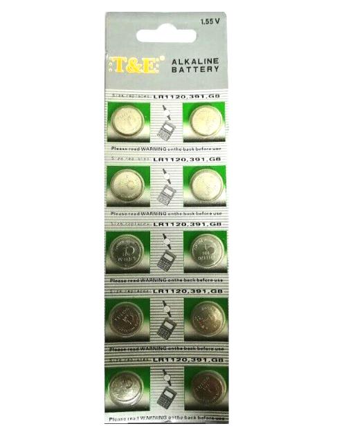 BATTERIE BOTTONE MINI 1.55V AG8 LR1120 391 G8 ALKALINE (10 PEZZI)
