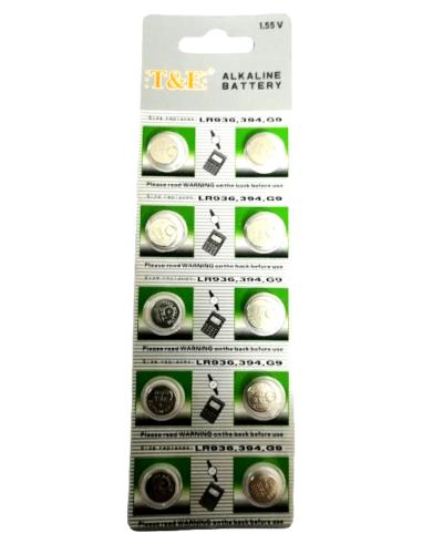 BATTERIE BOTTONE MINI 1.55V AG9 LR936 394 G9 ALKALINE (10 PEZZI)