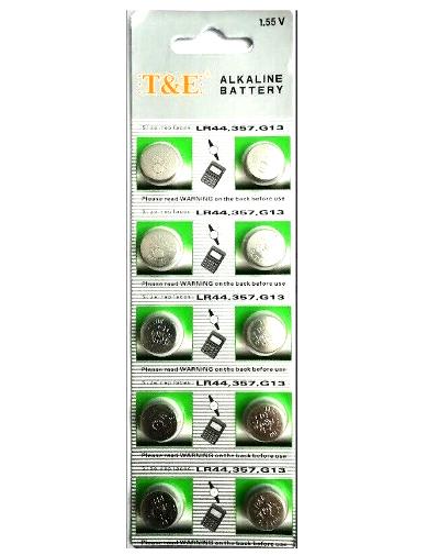Batteria Pila Bottone 1.55V Alcalina - G13 -357-LR44 - Confezione 10 pezzi