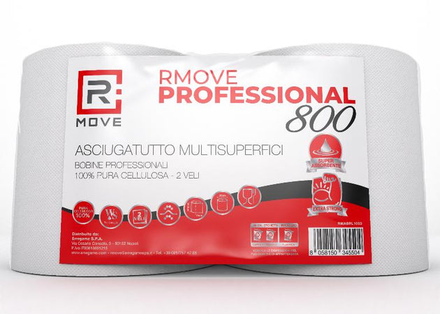 Rotolone RMove Bobina Doppia Professionale 800 - 2 Veli - Pura Cellulosa