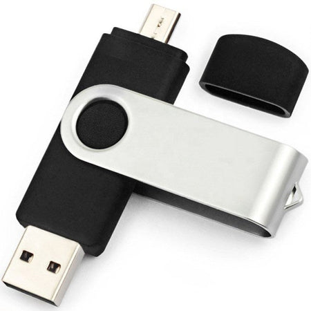 Memoria Pendrive 8 Gb - Dual USB-A / USB-C - Colore Nero - Ideale per serigrafie - Bulk