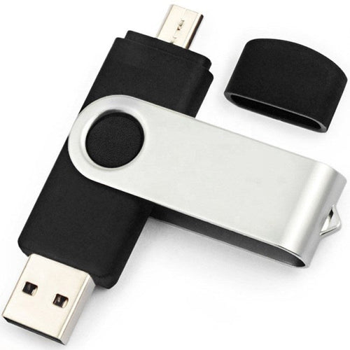 Memoria Pendrive 8 Gb - Dual USB-A / USB-C - Colore Nero - Ideale per serigrafie - Bulk