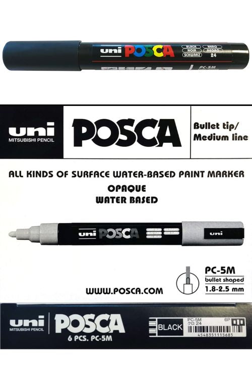 PENNARELLO MARCATORE POSCA MEDIO NERO PM-5 CONF. 6PZ