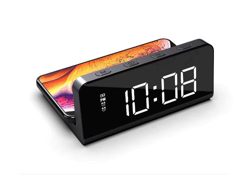 SVEGLIA OROLOGIO DIGITALE CRG WB CON FUNZIONE DI RICARICA WIRELESS - NERO