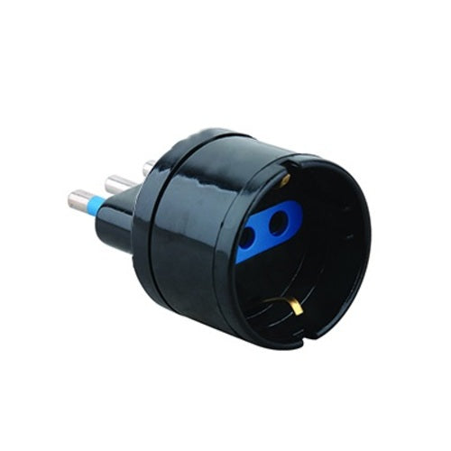 Adattatore con presa schuko/italiana 10A - spina 10A 2P+T Maschio/Femmina - Nero