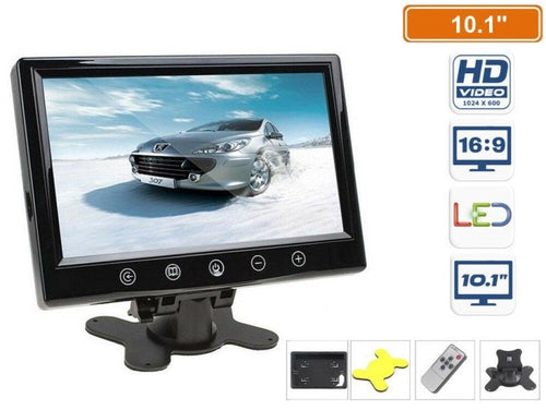 Monitor TFT/LED 10.1 pollici - display 16:9 a colori - ingresso video RCA e telecomando a infrarossi adatto a qualsiasi uso - Nero