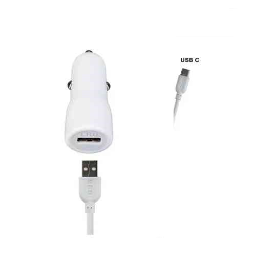 Caricatore da auto 2.4A - 2 in 1 car charger - Usb Type-C - Lunghezza cavo 1mt