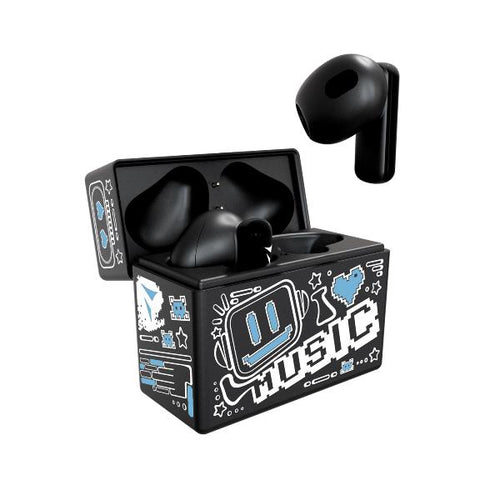 Cuffia auricolare Wireless Techmade Earbuds Yellow - Auricolari in-ear senza fili Bluetooth - Pattern Blu