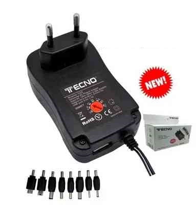 Alimentatore 30W universale per notebook - settaggio manuale della tensione - 8 connettori