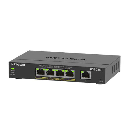 Switch di rete Netgear GS305EP - PoE - 5 porte Gestito managed - switch Ethernet Gigabit - PoE 63W