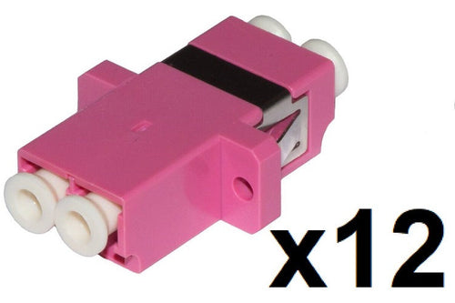 Confezione 12 adattatori fibra ottica lc/lc multimode duplex om4 - 12pz
