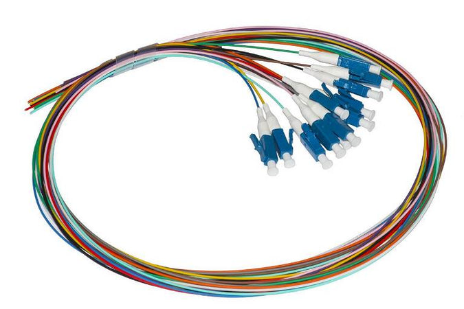 SET 12 CAVI PIGTAIL FIBRA OTTICA COLORATI CONNETTORI LC SINGLEMODE SIMPLEX 2 MT (LKLC12PTS)