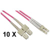 Confezione 10 cavi fibra ottica lc a sc multimode - duplex om4 - guaina 2 mm 50/125 - 10pz - 2 mt