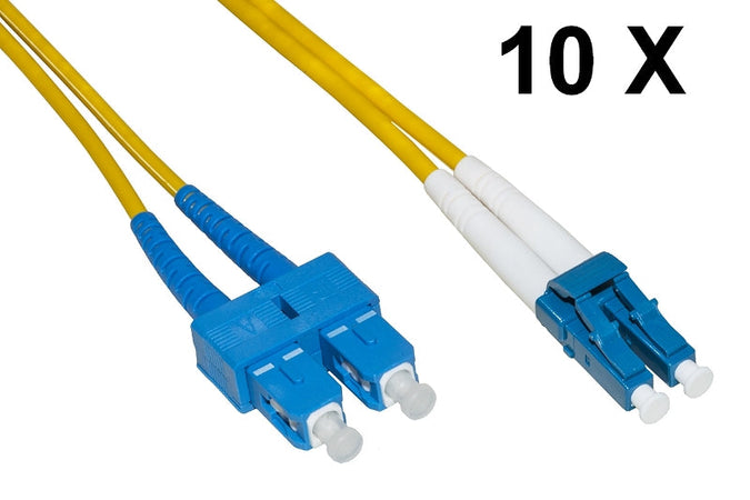 CONFEZIONE 10 CAVI FIBRA OTTICA LC A SC SINGLEMODE DUPLEX OS2 MT.2 (LKLCSC902E)