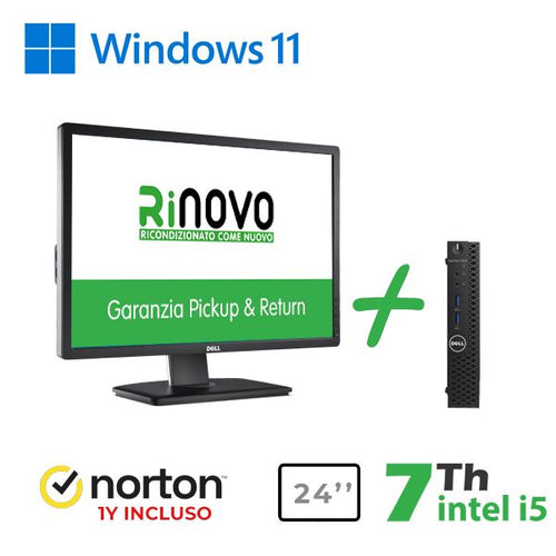 BUNDLE PC MINI DELL 3050-7050M INTEL CORE I5-7GEN. + MONITOR DELL 24 U2412M + NORTON ANTIVIRUS (RNBUNDLE39) PICK & RETURN